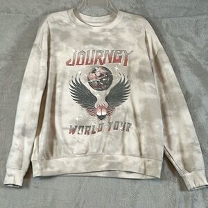 Journey world, tour, graphic, gray tie-dye crewneck sweatshirt sz XL